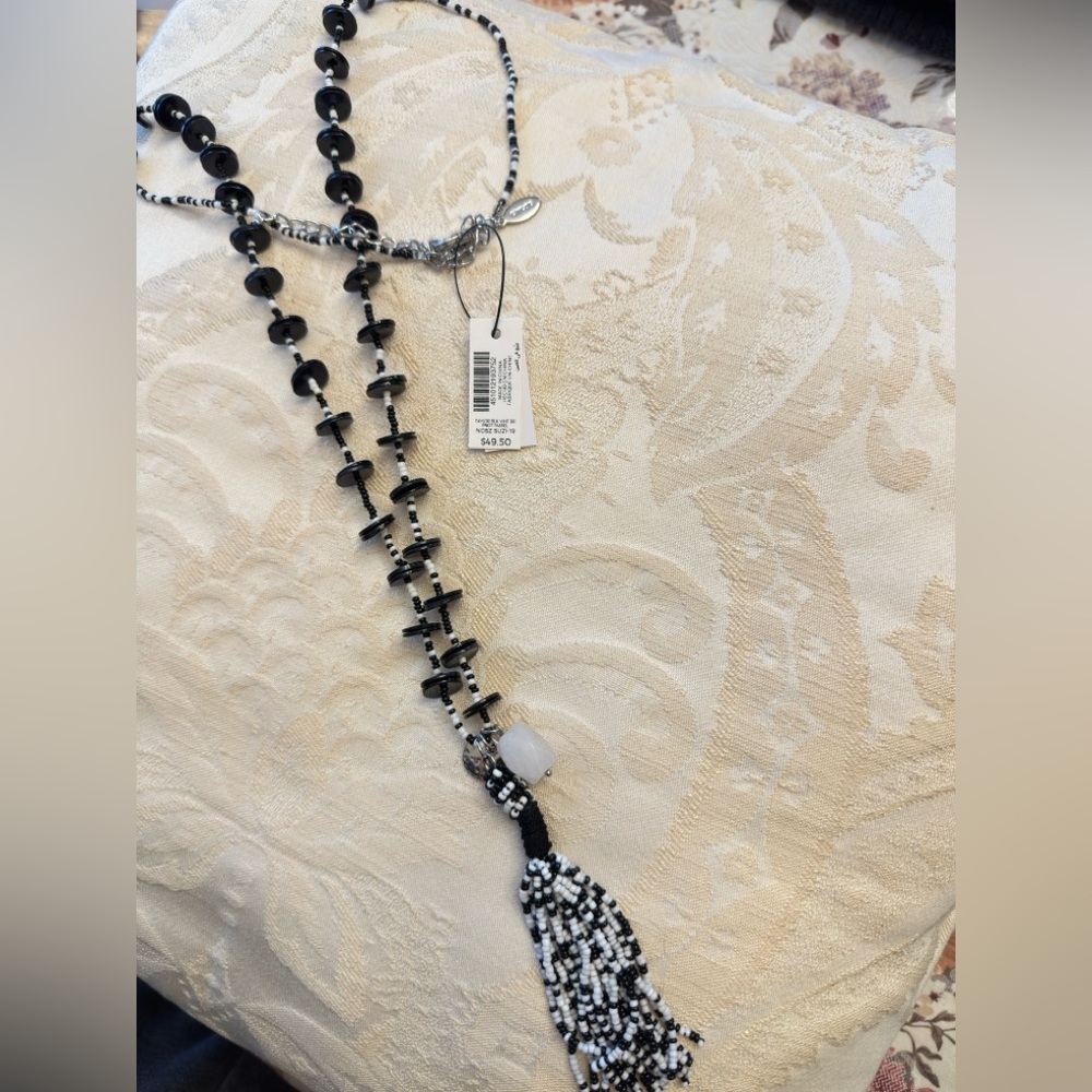 Chicos Black and White Beaded Necklace